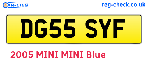 DG55SYF are the vehicle registration plates.