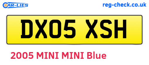 DX05XSH are the vehicle registration plates.