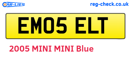 EM05ELT are the vehicle registration plates.