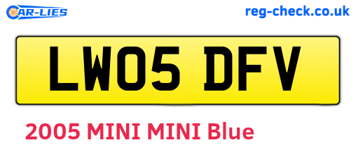 LW05DFV are the vehicle registration plates.