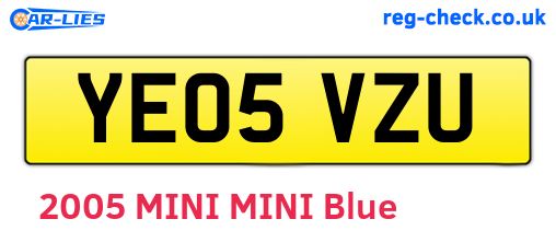 YE05VZU are the vehicle registration plates.