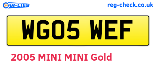 WG05WEF are the vehicle registration plates.