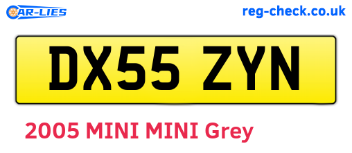 DX55ZYN are the vehicle registration plates.