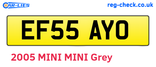 EF55AYO are the vehicle registration plates.