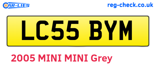 LC55BYM are the vehicle registration plates.