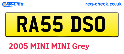 RA55DSO are the vehicle registration plates.