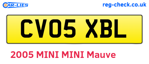CV05XBL are the vehicle registration plates.