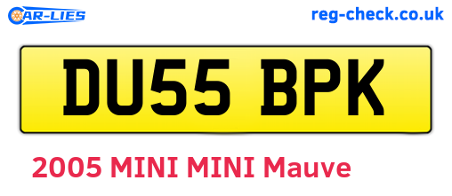 DU55BPK are the vehicle registration plates.