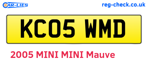 KC05WMD are the vehicle registration plates.