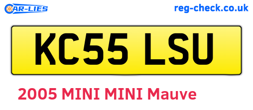KC55LSU are the vehicle registration plates.