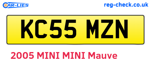KC55MZN are the vehicle registration plates.
