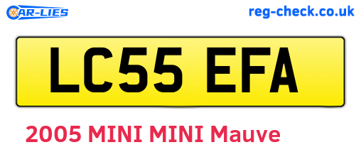 LC55EFA are the vehicle registration plates.