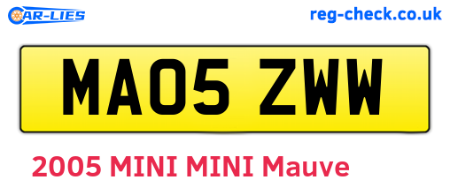MA05ZWW are the vehicle registration plates.