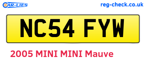 NC54FYW are the vehicle registration plates.