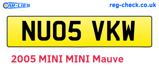 NU05VKW are the vehicle registration plates.