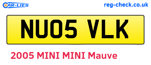 NU05VLK are the vehicle registration plates.