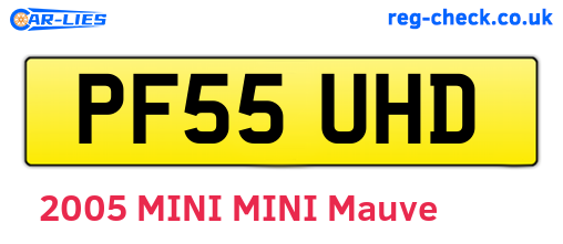 PF55UHD are the vehicle registration plates.