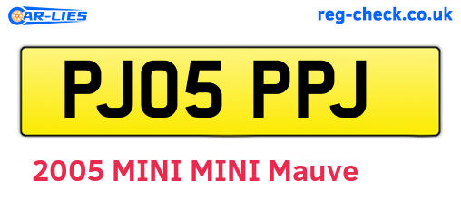 PJ05PPJ are the vehicle registration plates.