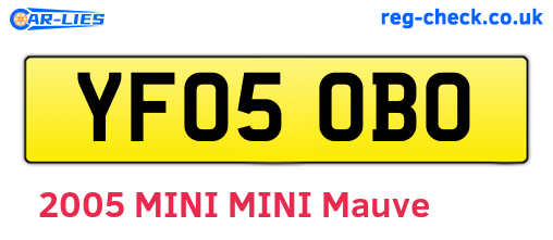 YF05OBO are the vehicle registration plates.