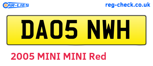 DA05NWH are the vehicle registration plates.