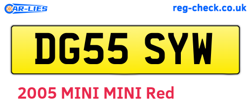 DG55SYW are the vehicle registration plates.