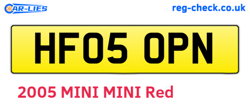 HF05OPN are the vehicle registration plates.