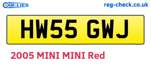 HW55GWJ are the vehicle registration plates.