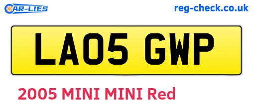 LA05GWP are the vehicle registration plates.