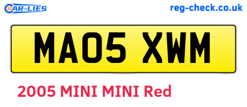 MA05XWM are the vehicle registration plates.