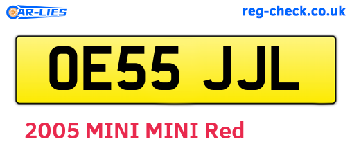 OE55JJL are the vehicle registration plates.