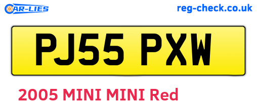 PJ55PXW are the vehicle registration plates.