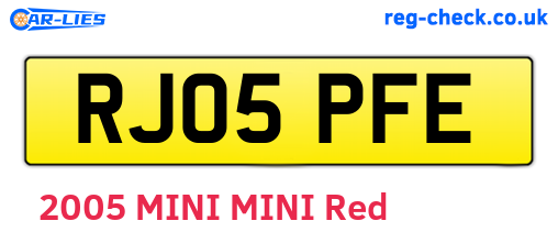 RJ05PFE are the vehicle registration plates.