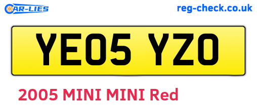 YE05YZO are the vehicle registration plates.