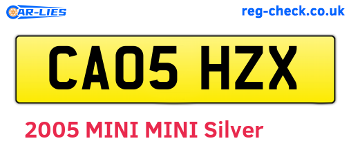 CA05HZX are the vehicle registration plates.