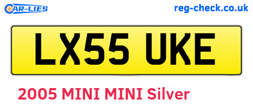 LX55UKE are the vehicle registration plates.