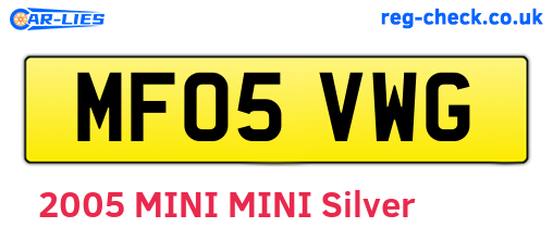 MF05VWG are the vehicle registration plates.