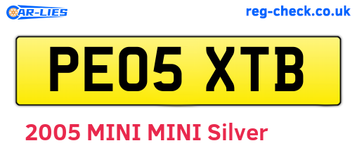 PE05XTB are the vehicle registration plates.