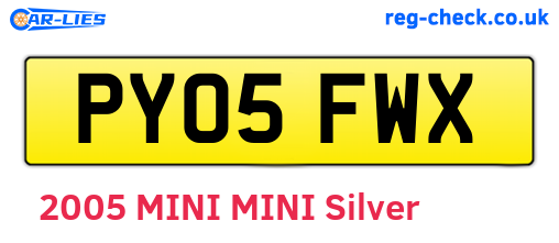 PY05FWX are the vehicle registration plates.