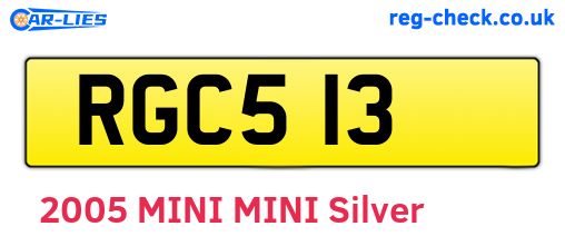 RGC513 are the vehicle registration plates.
