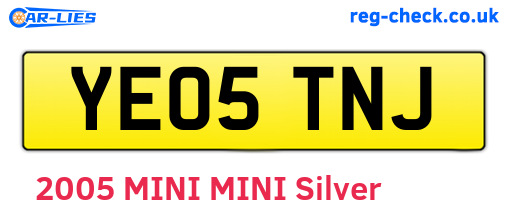 YE05TNJ are the vehicle registration plates.