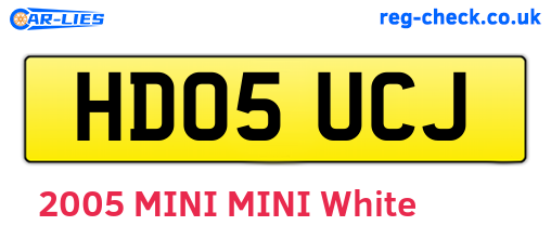 HD05UCJ are the vehicle registration plates.