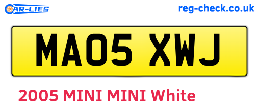 MA05XWJ are the vehicle registration plates.