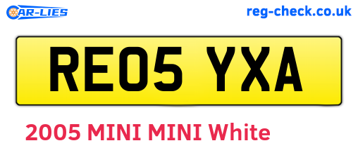 RE05YXA are the vehicle registration plates.