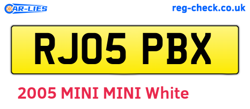 RJ05PBX are the vehicle registration plates.