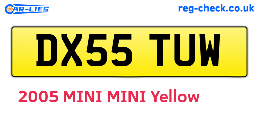 DX55TUW are the vehicle registration plates.