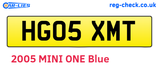 HG05XMT are the vehicle registration plates.
