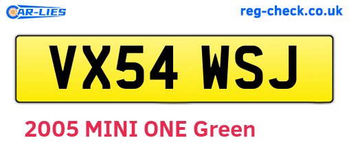VX54WSJ are the vehicle registration plates.