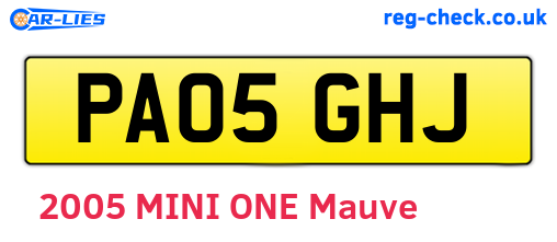 PA05GHJ are the vehicle registration plates.