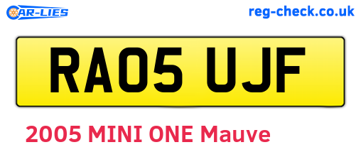 RA05UJF are the vehicle registration plates.