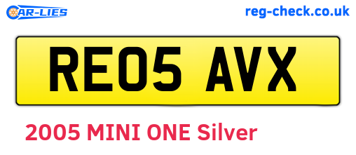 RE05AVX are the vehicle registration plates.
